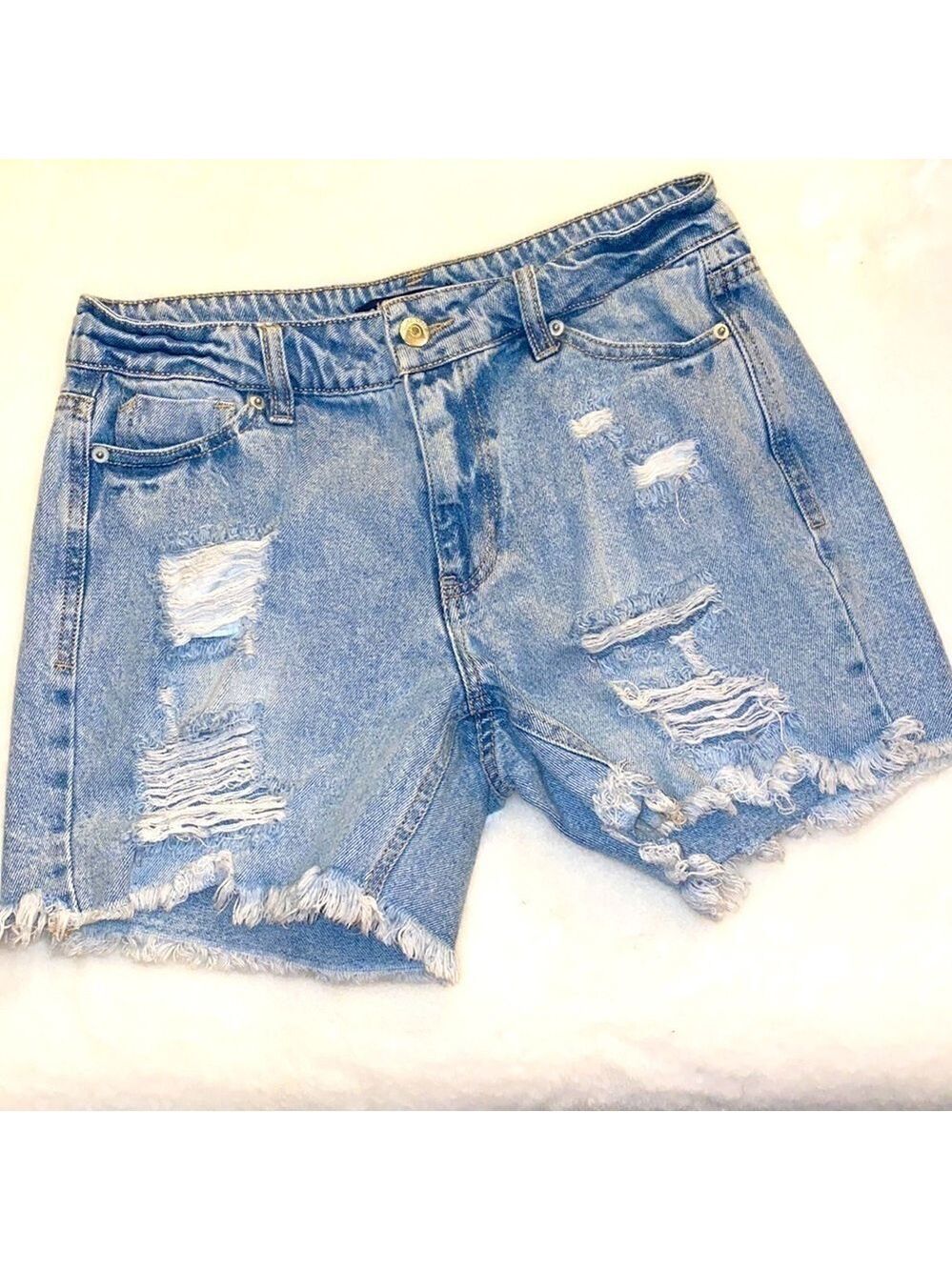 BLUE SPICE Distressed Jean Shorts